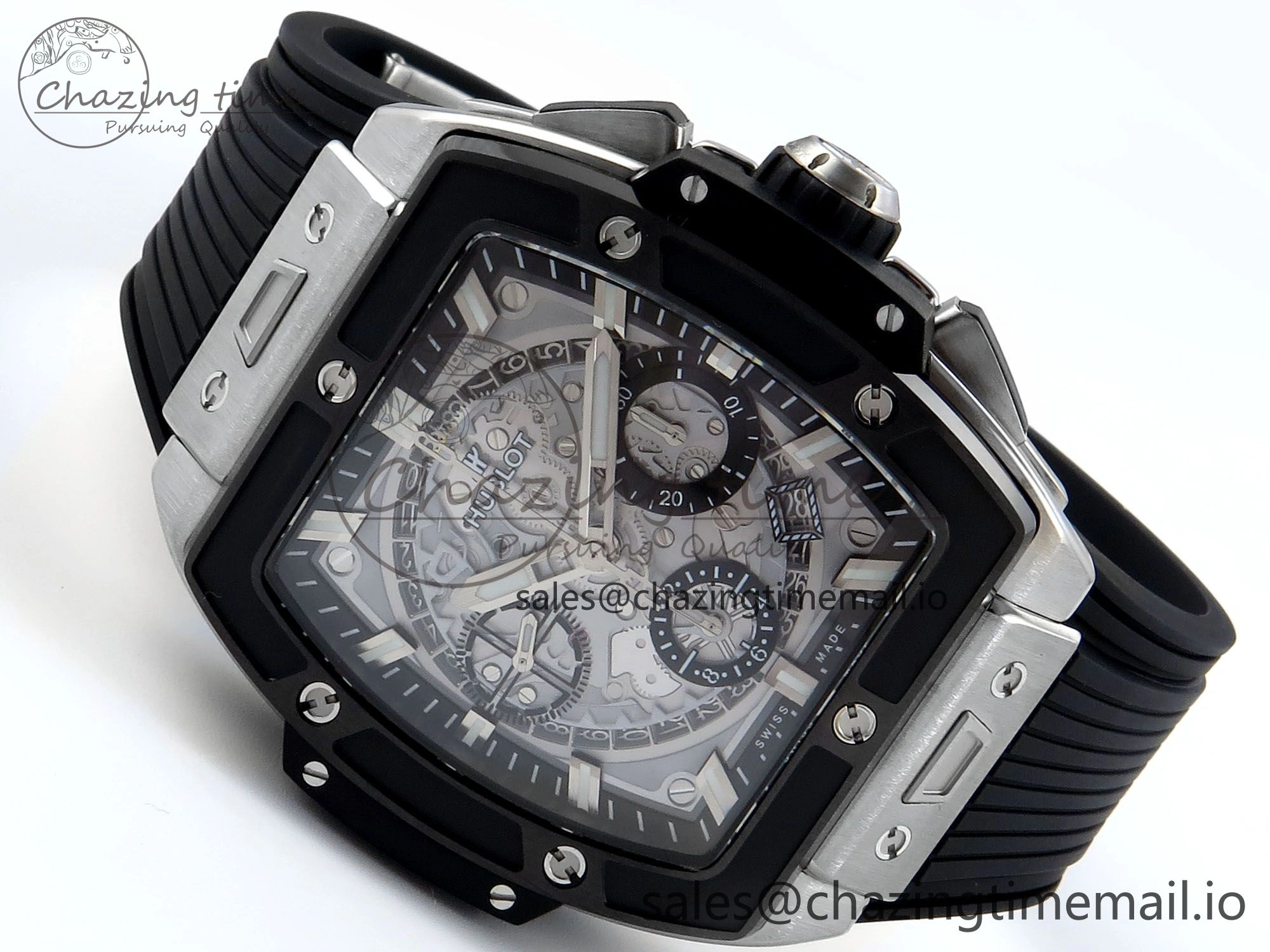 Spirit of Big Bang Titanium BBF 1:1 Best Edition Black Ceramic Bezel Skeleton Dial on Black Rubber Strap A7750