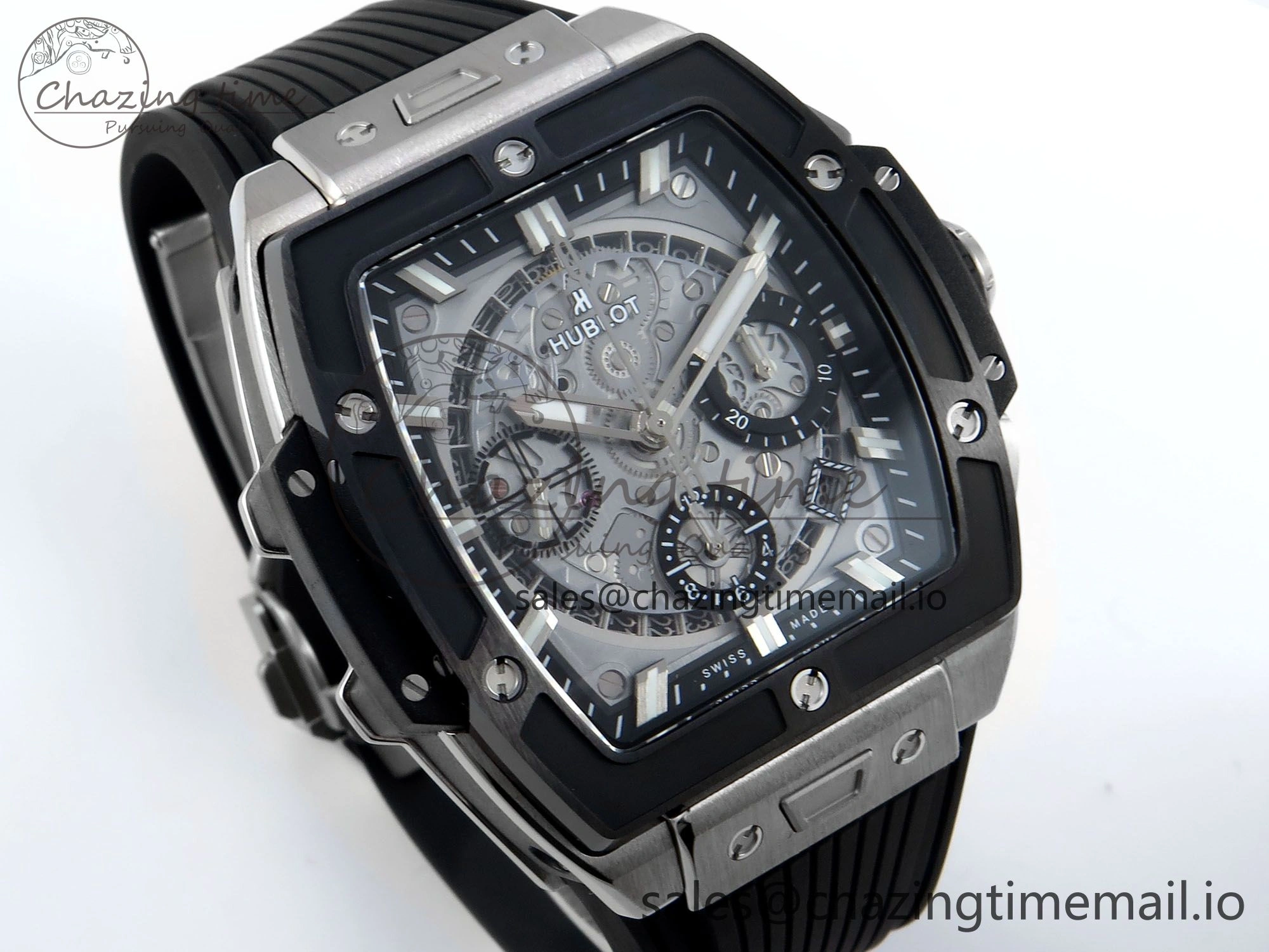 Spirit of Big Bang Titanium BBF 1:1 Best Edition Black Ceramic Bezel Skeleton Dial on Black Rubber Strap A7750