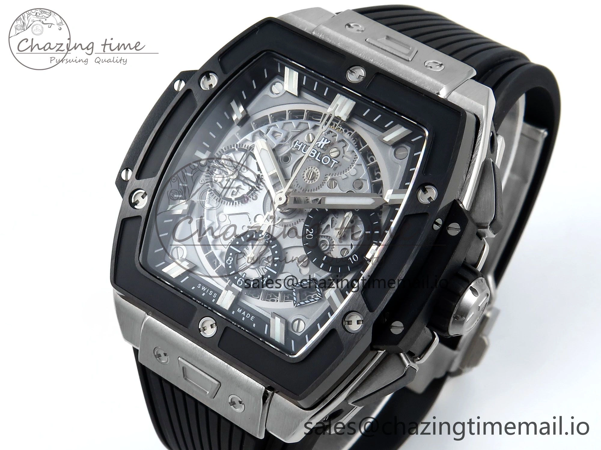 Spirit of Big Bang Titanium BBF 1:1 Best Edition Black Ceramic Bezel Skeleton Dial on Black Rubber Strap A7750