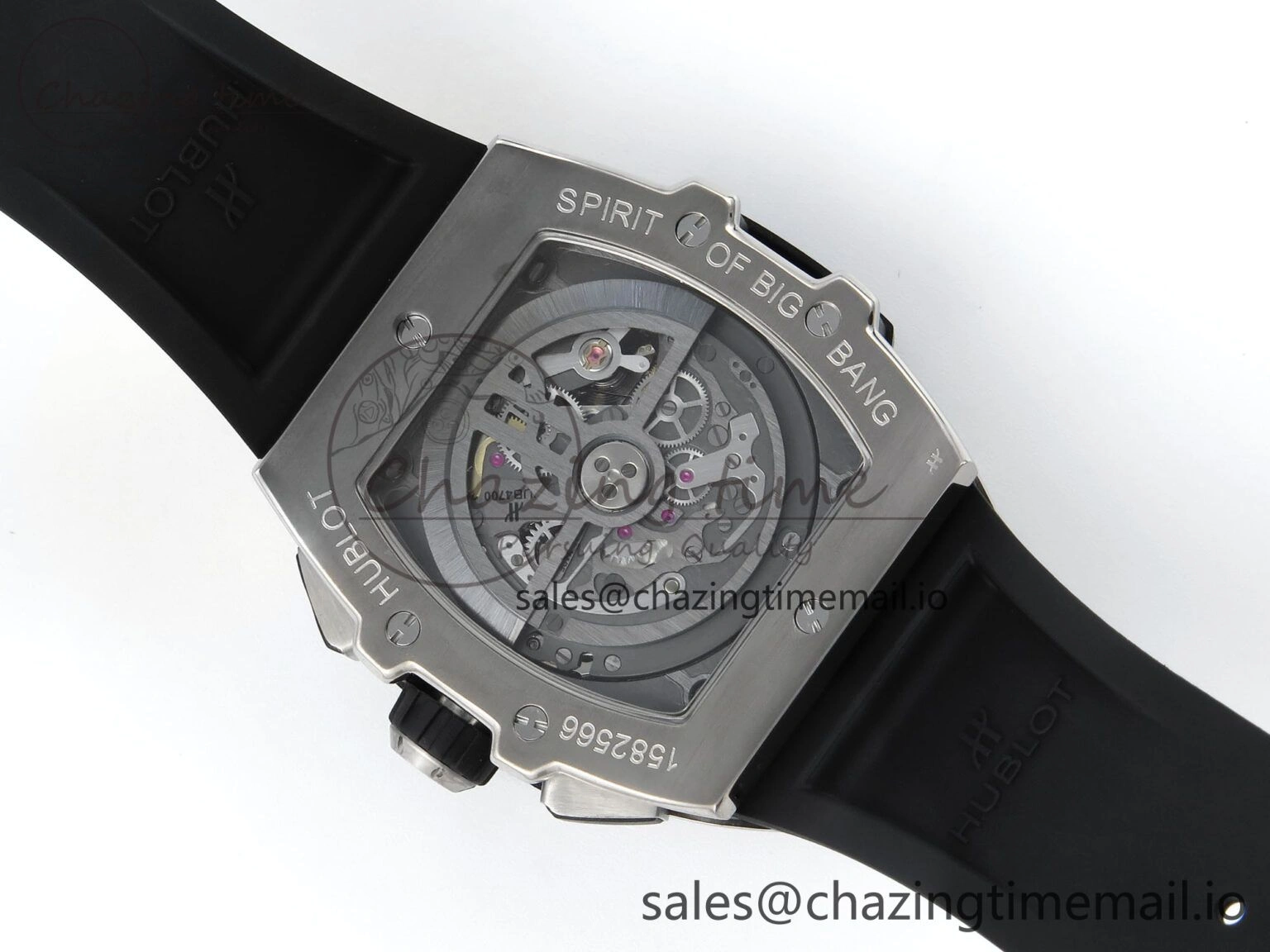 Spirit of Big Bang Titanium BBF 1:1 Best Edition Black Ceramic Bezel Skeleton Dial on Black Rubber Strap A7750