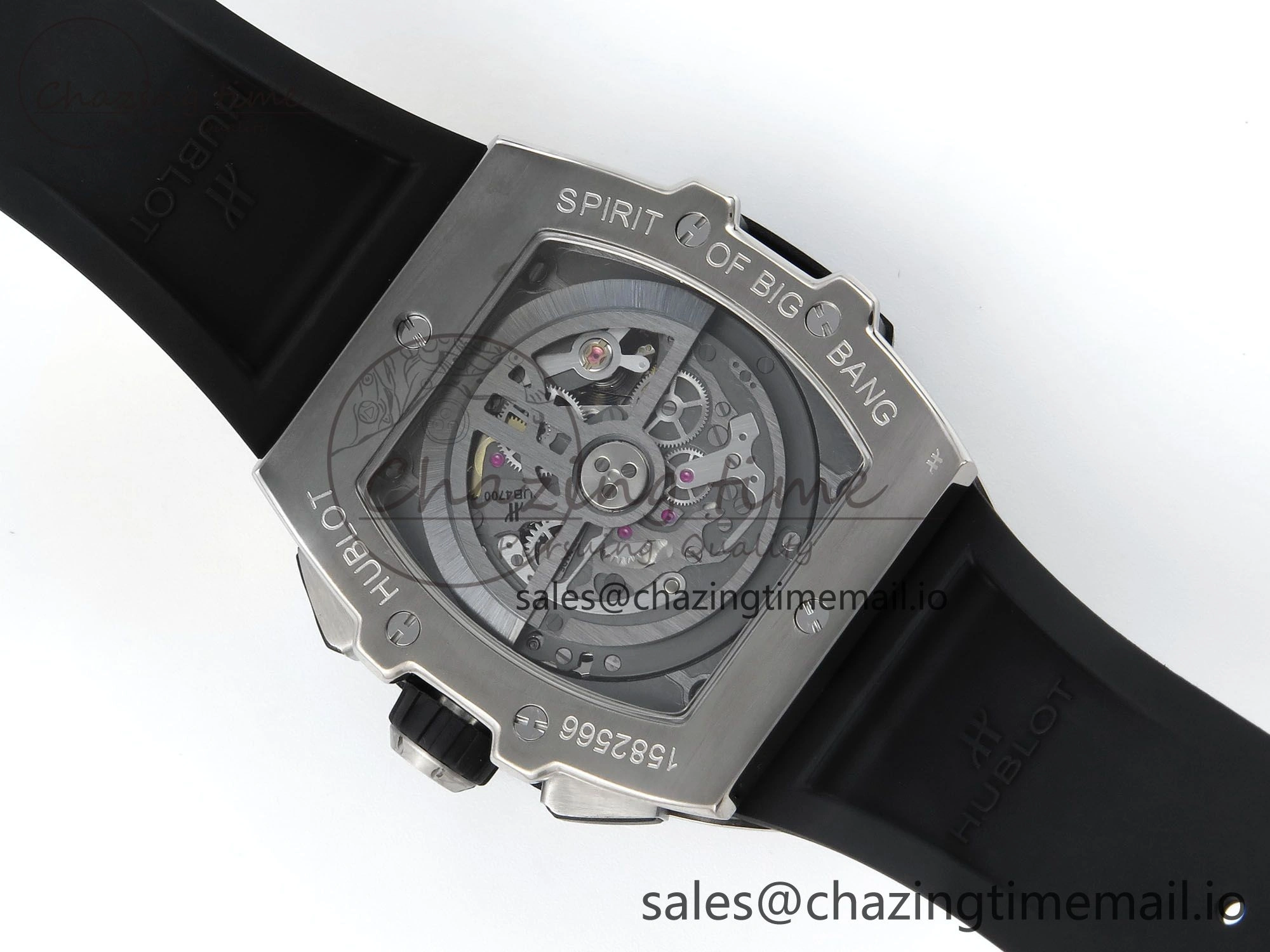 Spirit of Big Bang Titanium BBF 1:1 Best Edition Black Ceramic Bezel Skeleton Dial on Black Rubber Strap A7750