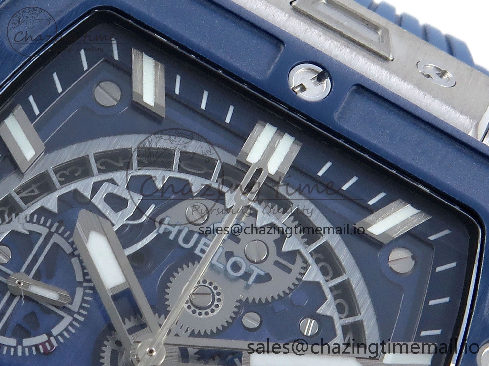 Spirit of Big Bang Titanium BBF 1:1 Best Edition Blue Ceramic Bezel Skeleton Dial on Blue Rubber Strap A7750