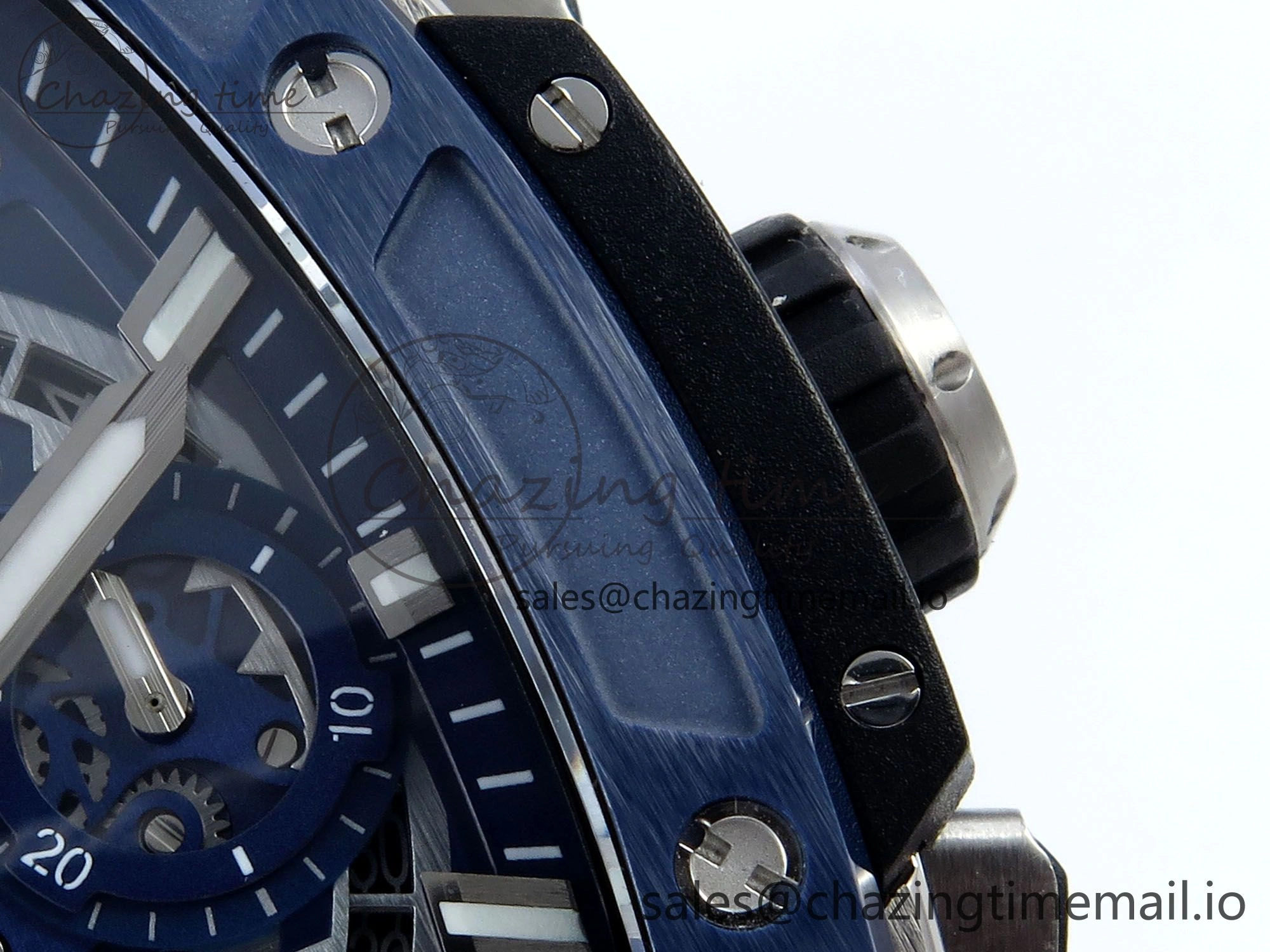 Spirit of Big Bang Titanium BBF 1:1 Best Edition Blue Ceramic Bezel Skeleton Dial on Blue Rubber Strap A7750