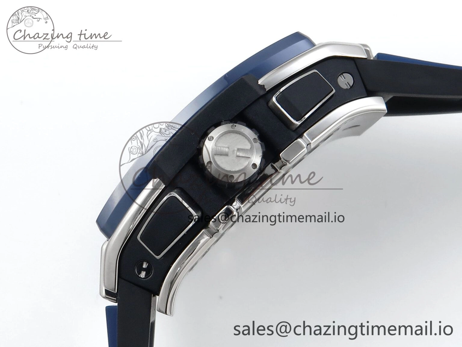 Spirit of Big Bang Titanium BBF 1:1 Best Edition Blue Ceramic Bezel Skeleton Dial on Blue Rubber Strap A7750
