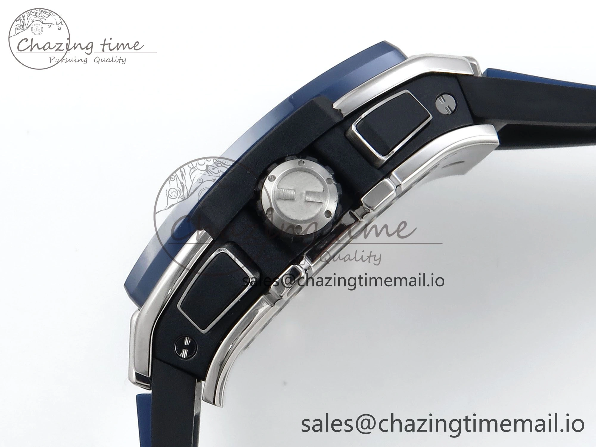 Spirit of Big Bang Titanium BBF 1:1 Best Edition Blue Ceramic Bezel Skeleton Dial on Blue Rubber Strap A7750
