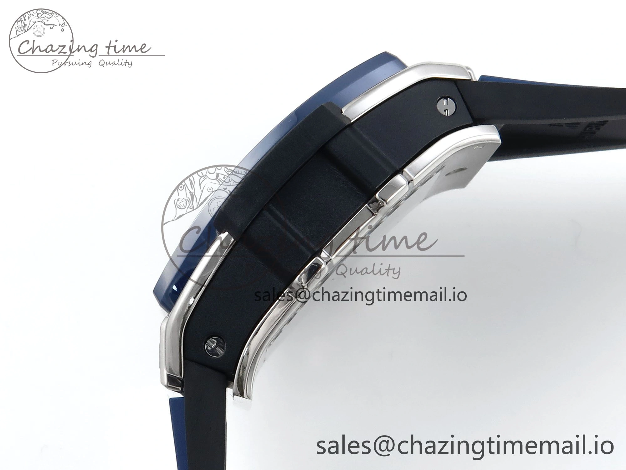 Spirit of Big Bang Titanium BBF 1:1 Best Edition Blue Ceramic Bezel Skeleton Dial on Blue Rubber Strap A7750