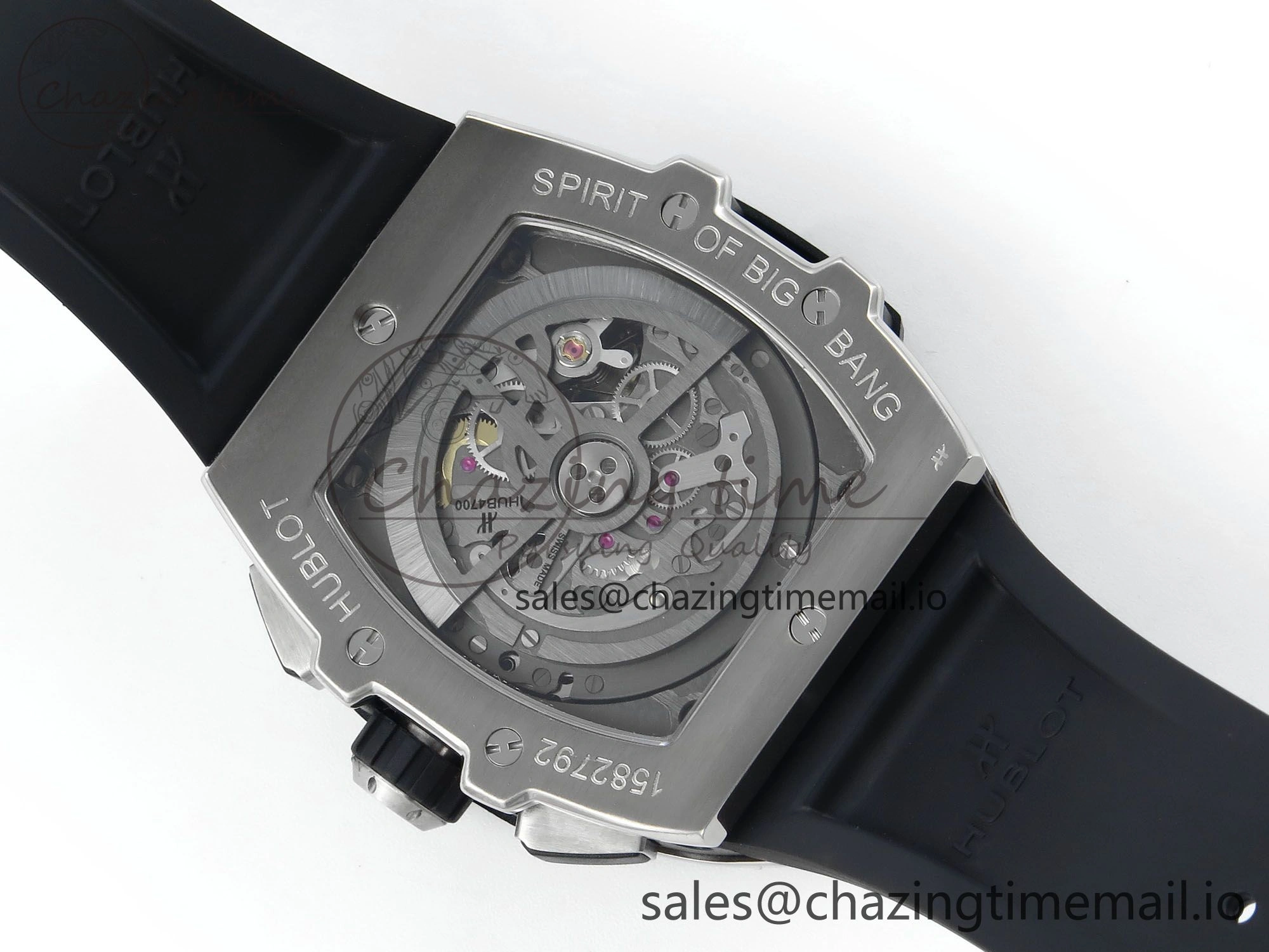 Spirit of Big Bang Titanium BBF 1:1 Best Edition Blue Ceramic Bezel Skeleton Dial on Blue Rubber Strap A7750