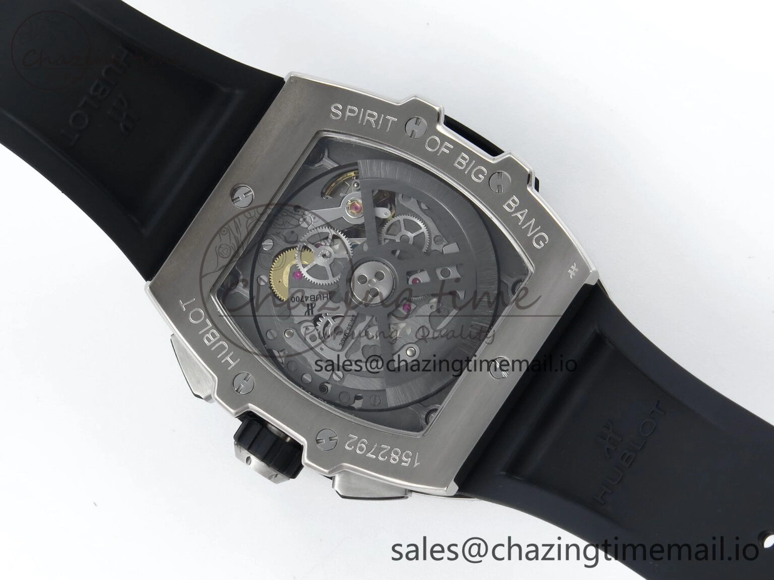 Spirit of Big Bang Titanium BBF 1:1 Best Edition Blue Ceramic Bezel Skeleton Dial on Blue Rubber Strap A7750