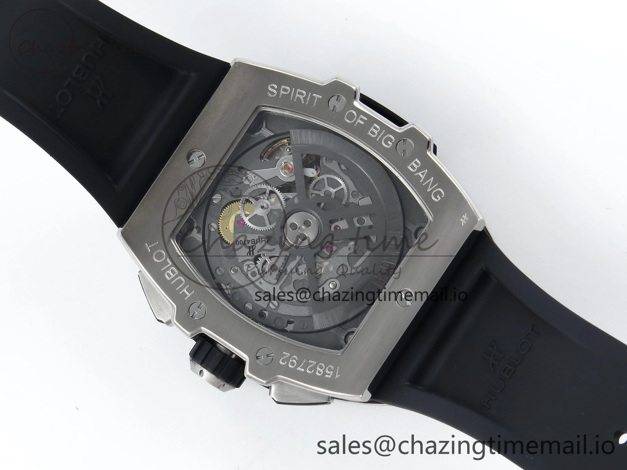 Spirit of Big Bang Titanium BBF 1:1 Best Edition Blue Ceramic Bezel Skeleton Dial on Blue Rubber Strap A7750