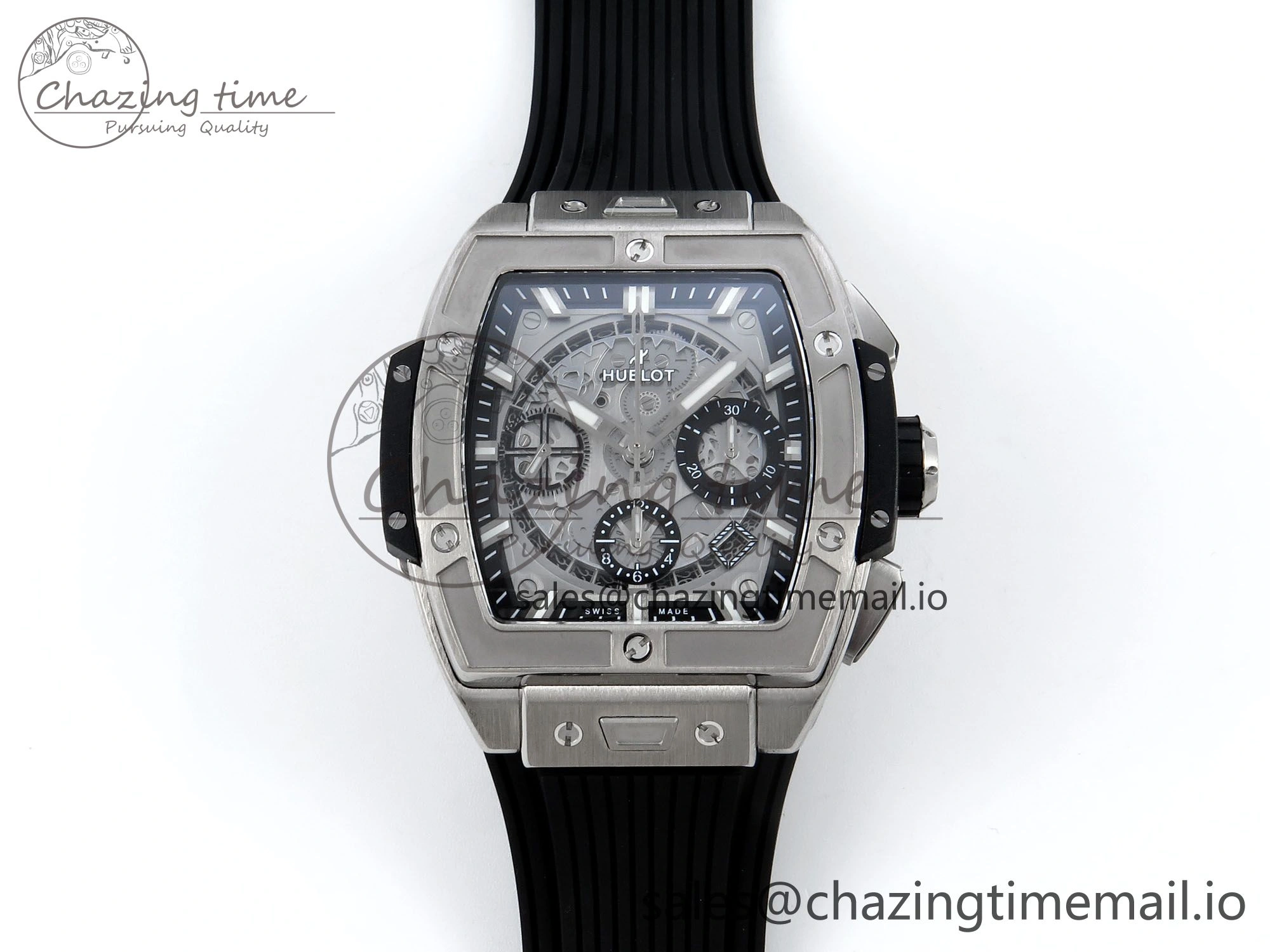 Spirit of Big Bang Titanium BBF 1:1 Best Edition Skeleton Dial on Black Rubber Strap A7750