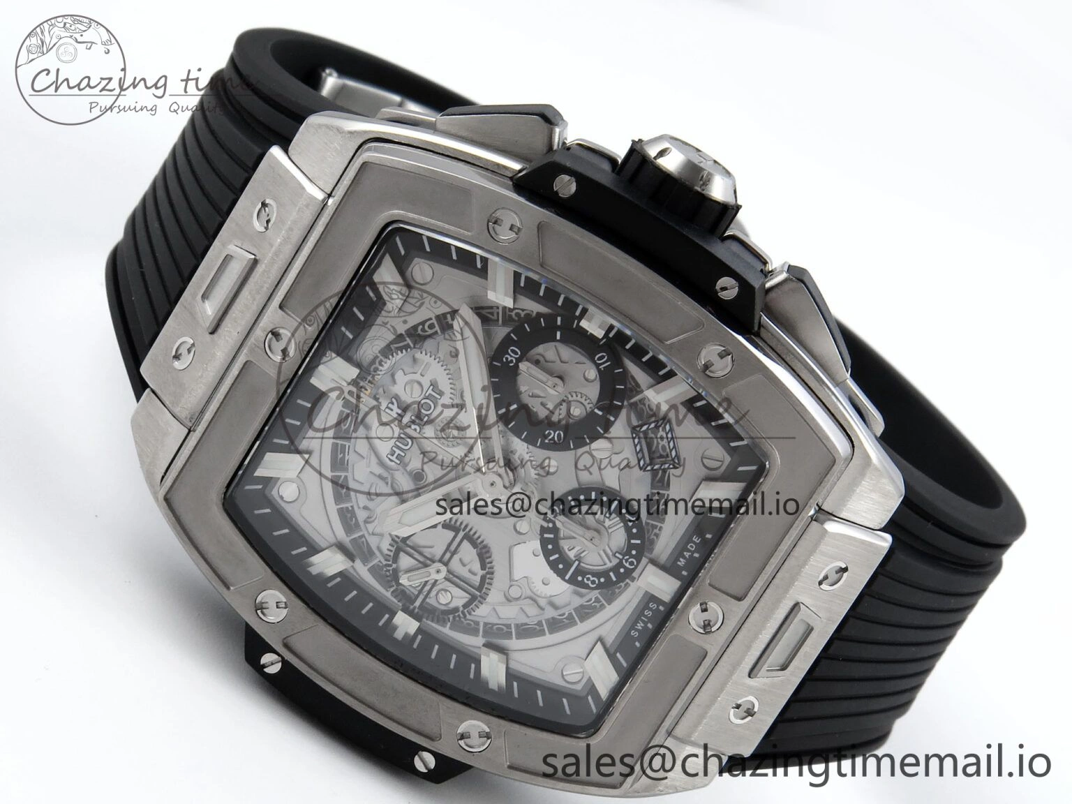 Spirit of Big Bang Titanium BBF 1:1 Best Edition Skeleton Dial on Black Rubber Strap A7750