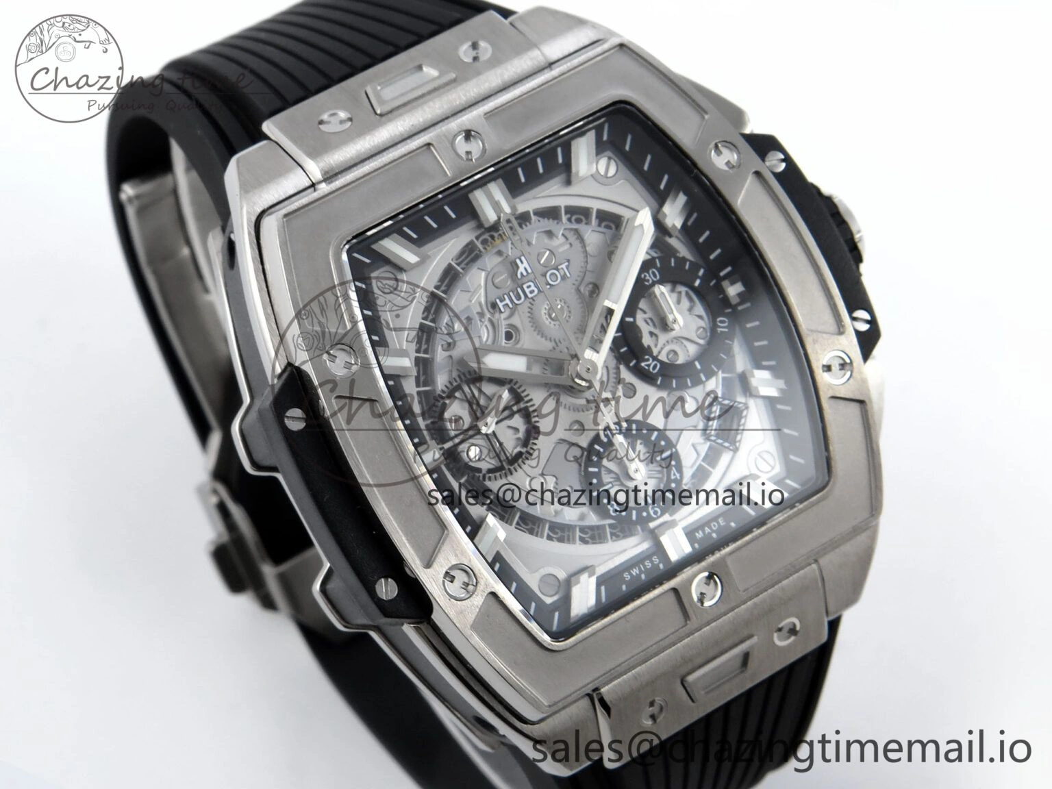 Spirit of Big Bang Titanium BBF 1:1 Best Edition Skeleton Dial on Black Rubber Strap A7750