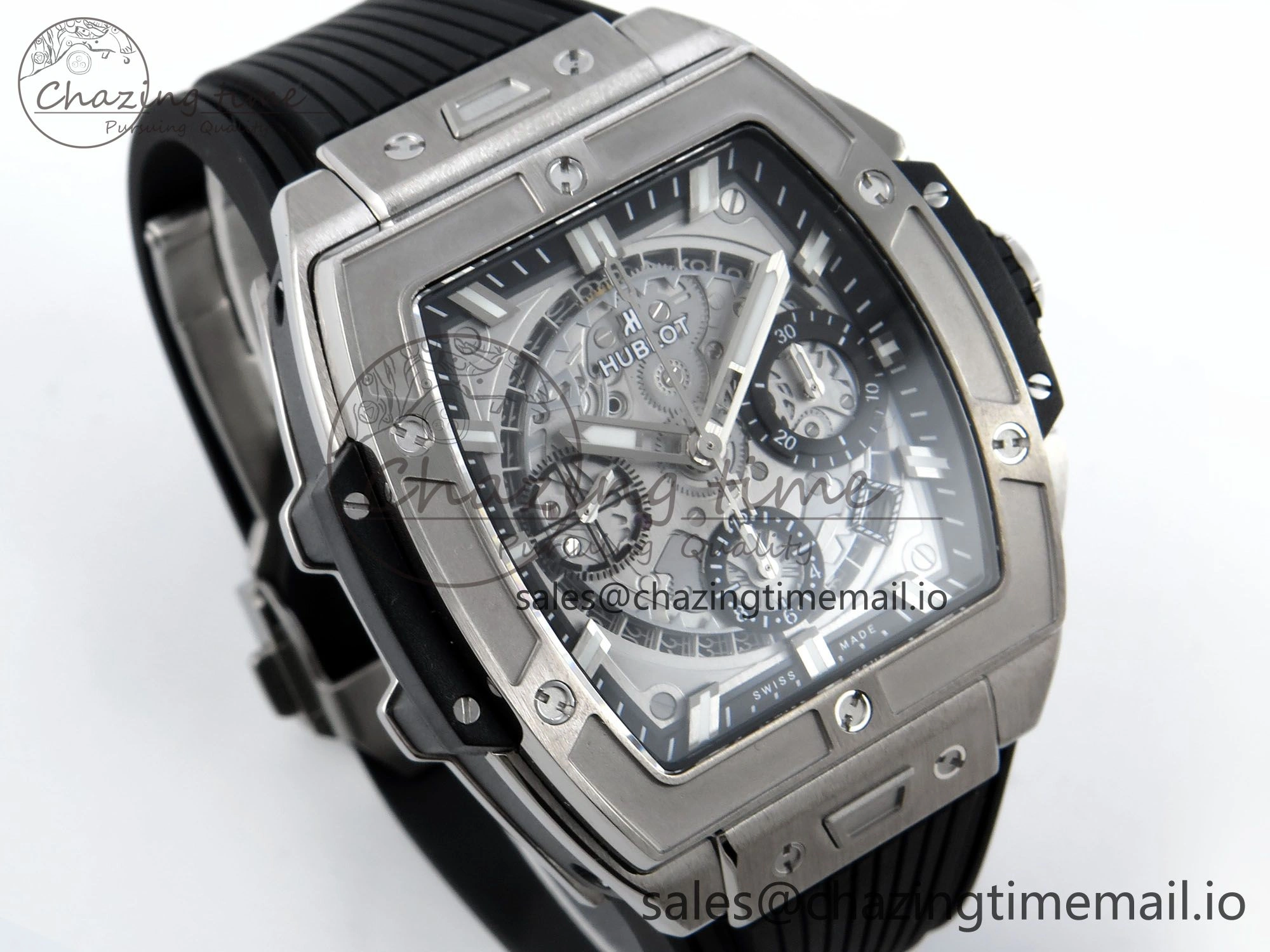 Spirit of Big Bang Titanium BBF 1:1 Best Edition Skeleton Dial on Black Rubber Strap A7750