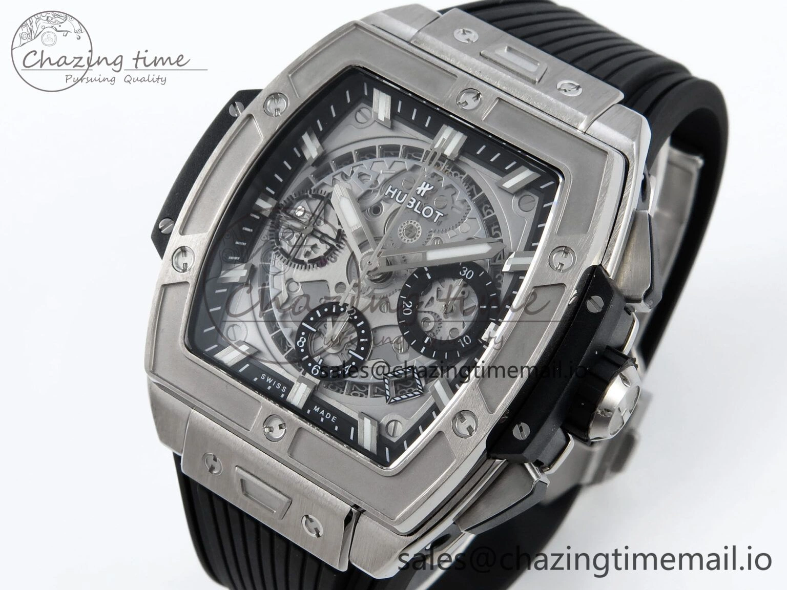 Spirit of Big Bang Titanium BBF 1:1 Best Edition Skeleton Dial on Black Rubber Strap A7750