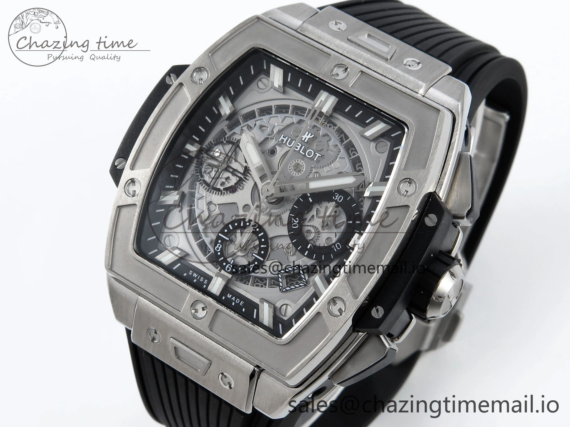 Spirit of Big Bang Titanium BBF 1:1 Best Edition Skeleton Dial on Black Rubber Strap A7750