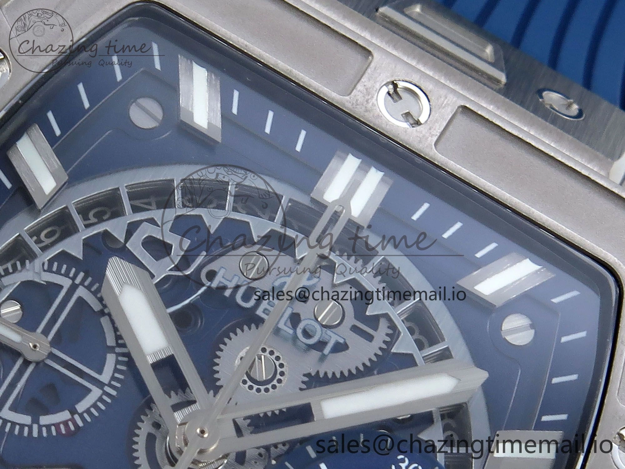 Spirit of Big Bang Titanium BBF 1:1 Best Edition Skeleton Dial on Blue Rubber Strap A7750