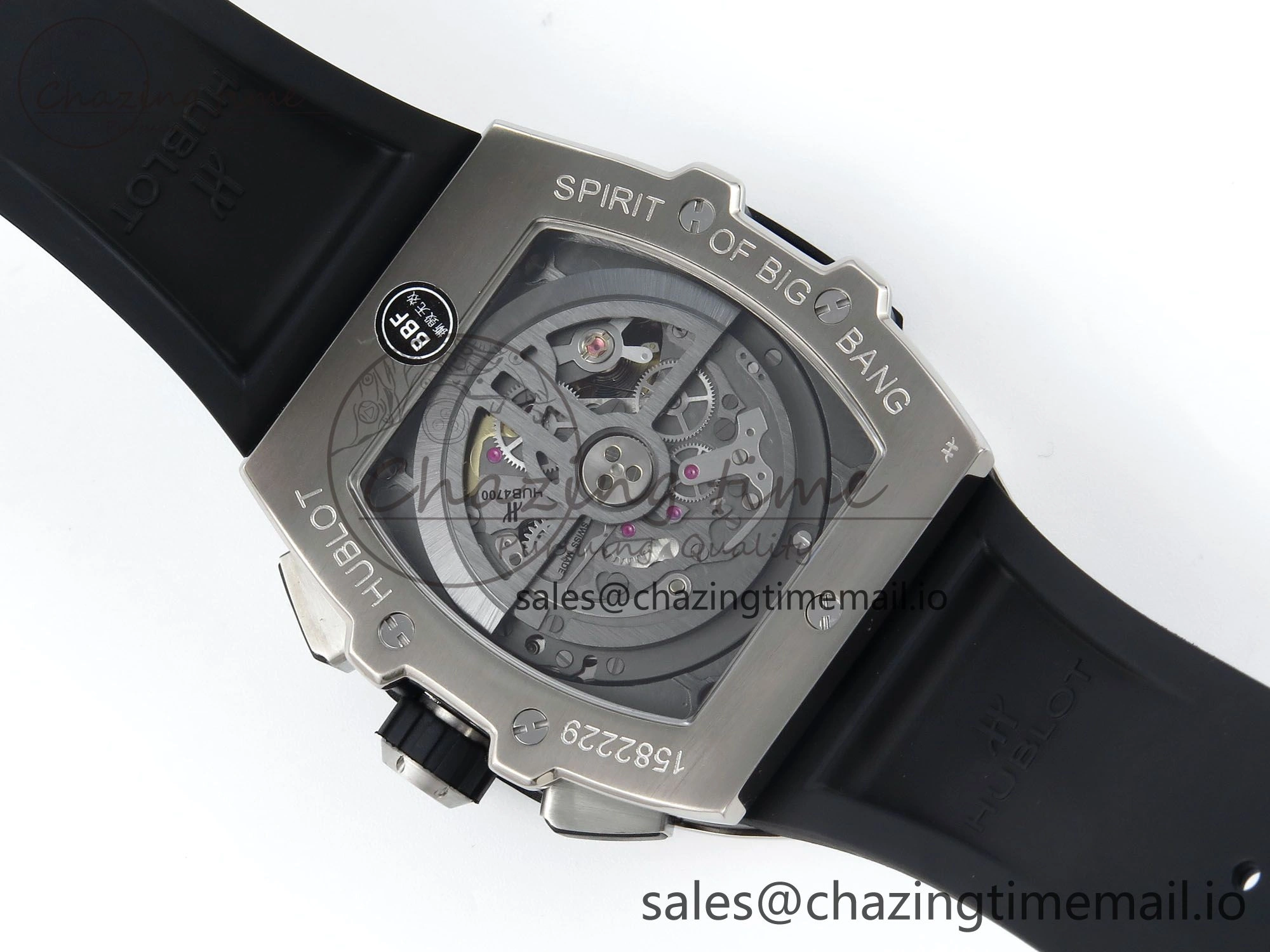 Spirit of Big Bang Titanium BBF 1:1 Best Edition Skeleton Dial on Blue Rubber Strap A7750