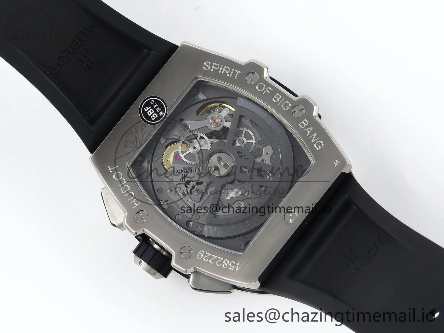 Spirit of Big Bang Titanium BBF 1:1 Best Edition Skeleton Dial on Blue Rubber Strap A7750