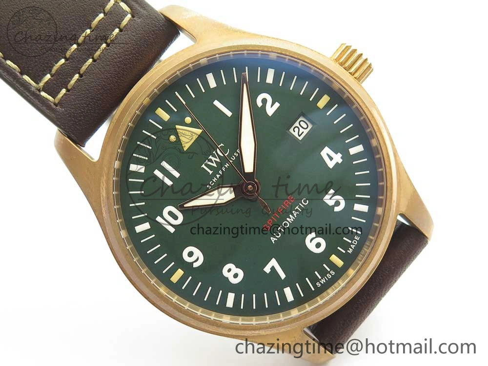 Spitfire Automatic Bronze IW326802 XF 1:1 Best Edition Green Dial on Brown Leather Strap A2824