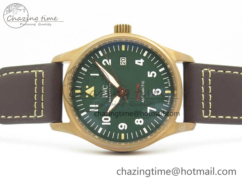 Spitfire Automatic Bronze IW326802 XF 1:1 Best Edition Green Dial on Brown Leather Strap A2824