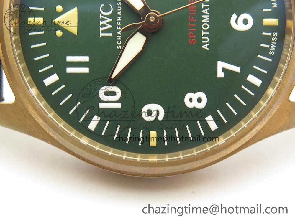 Spitfire Automatic Bronze IW326802 XF 1:1 Best Edition Green Dial on Brown Leather Strap A2824
