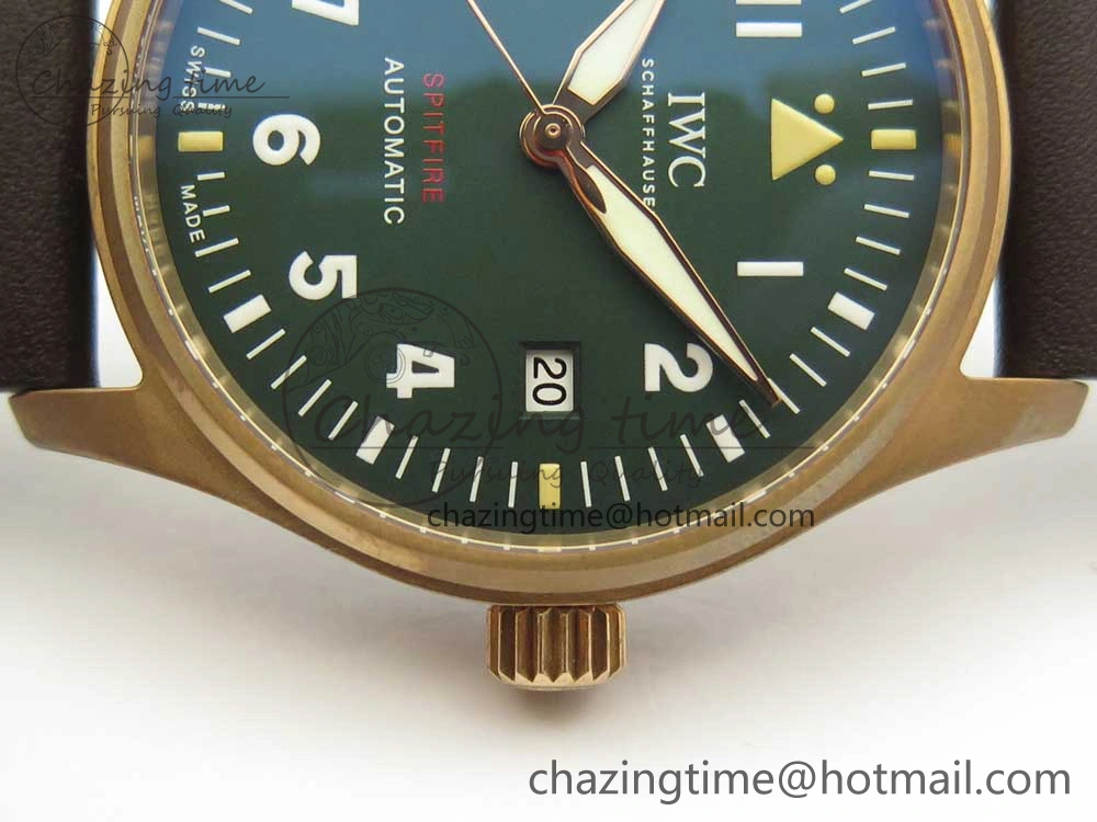 Spitfire Automatic Bronze IW326802 XF 1:1 Best Edition Green Dial on Brown Leather Strap A2824