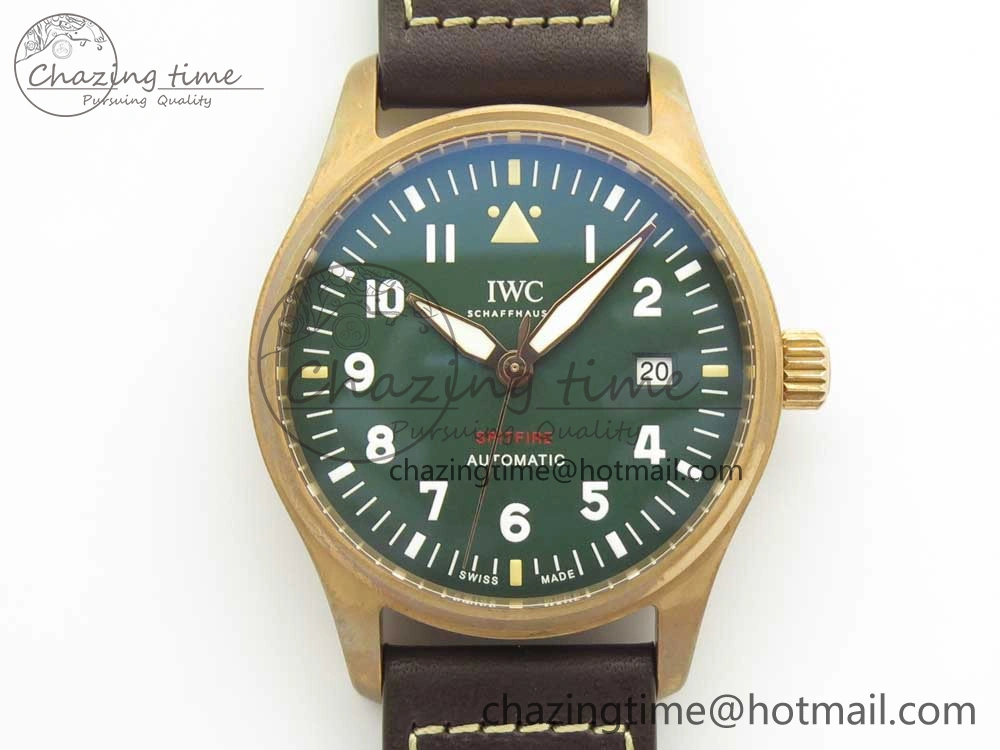 Spitfire Automatic Bronze IW326802 XF 1:1 Best Edition Green Dial on Brown Leather Strap A2824