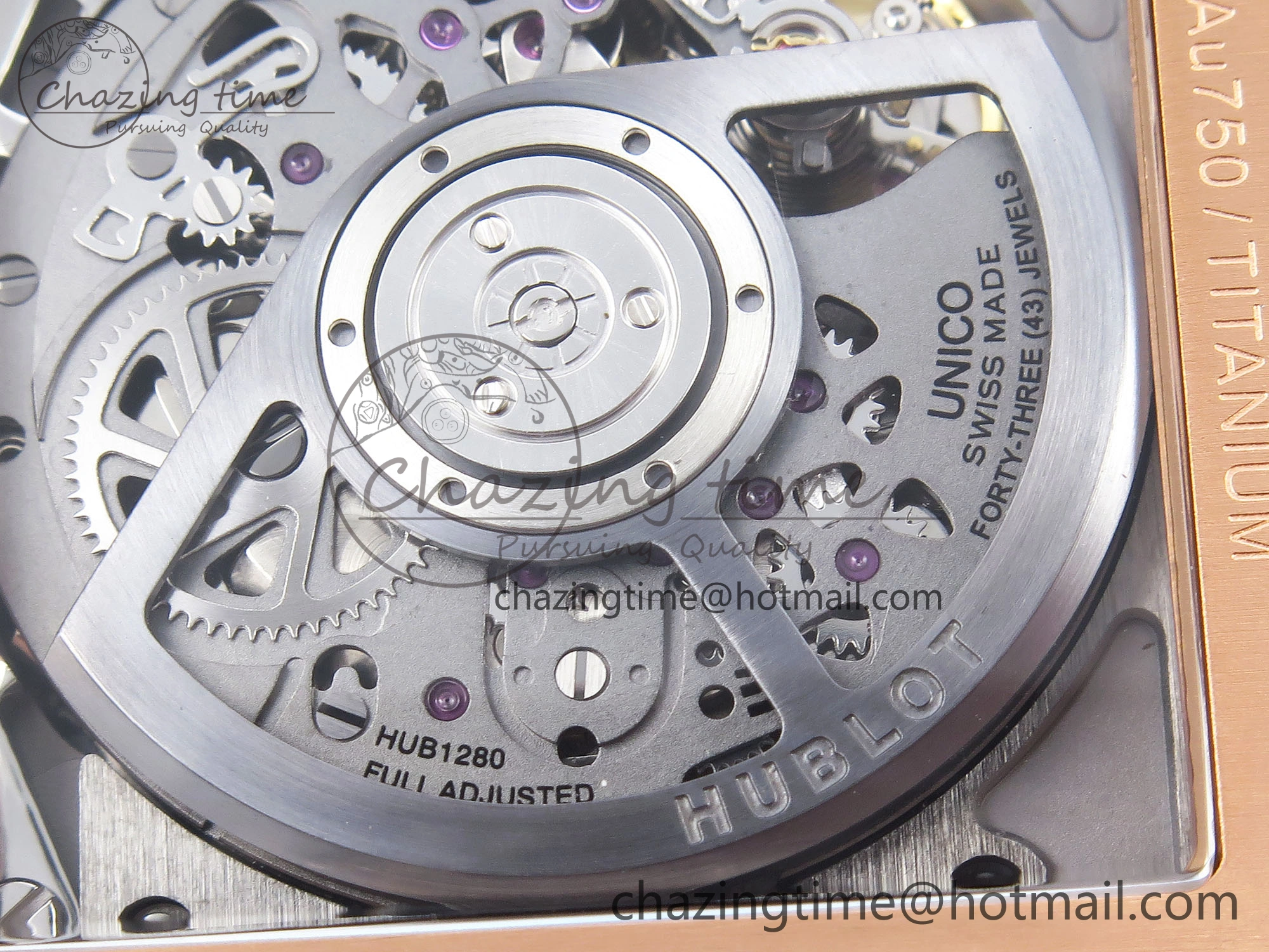 Square Bang Unico 42mm RG BBF 1:1 Best Edition Skeleton Dial Ceramic Bezel on Black Rubber Strap A1280