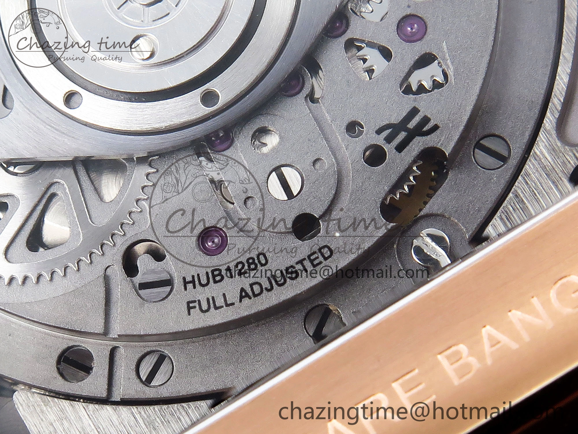 Square Bang Unico 42mm RG BBF 1:1 Best Edition Skeleton Dial Ceramic Bezel on Black Rubber Strap A1280