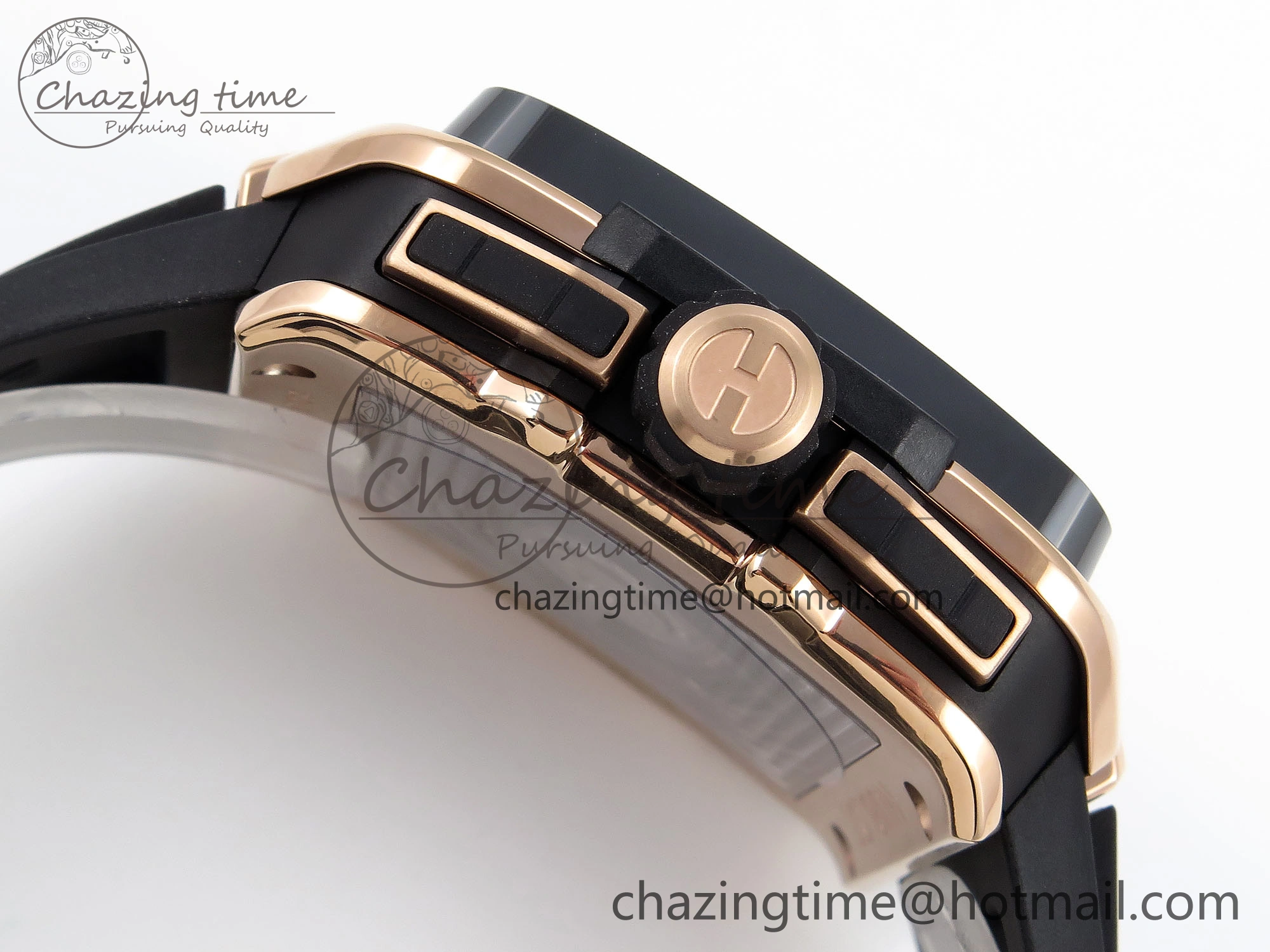 Square Bang Unico 42mm RG BBF 1:1 Best Edition Skeleton Dial Ceramic Bezel on Black Rubber Strap A1280