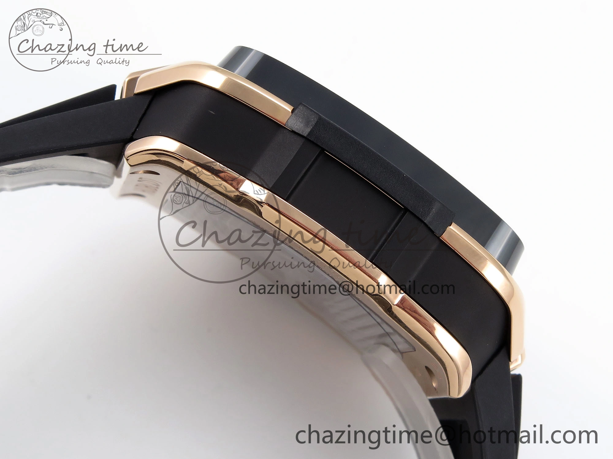 Square Bang Unico 42mm RG BBF 1:1 Best Edition Skeleton Dial Ceramic Bezel on Black Rubber Strap A1280