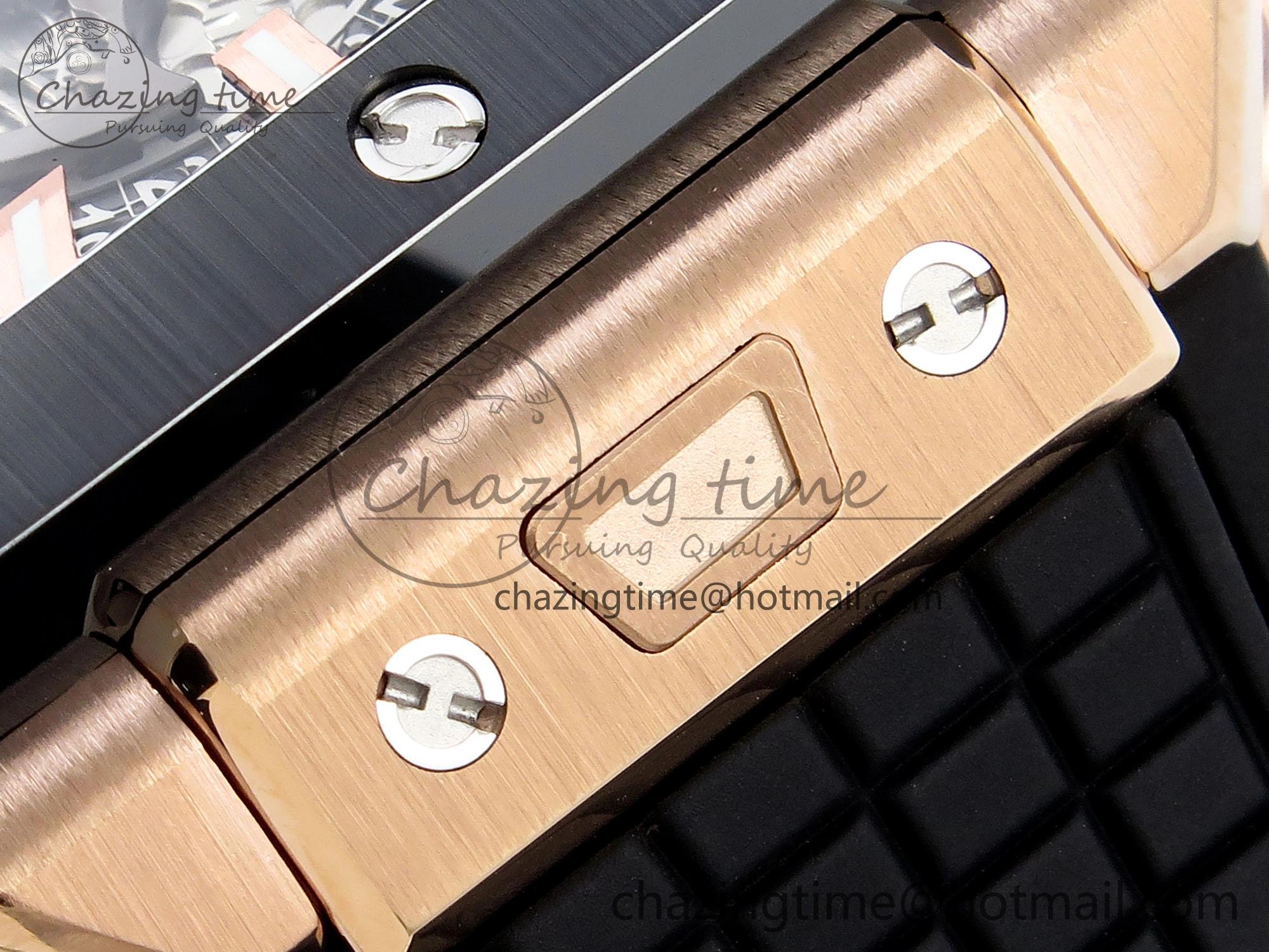 Square Bang Unico 42mm RG BBF 1:1 Best Edition Skeleton Dial Ceramic Bezel on Black Rubber Strap A1280