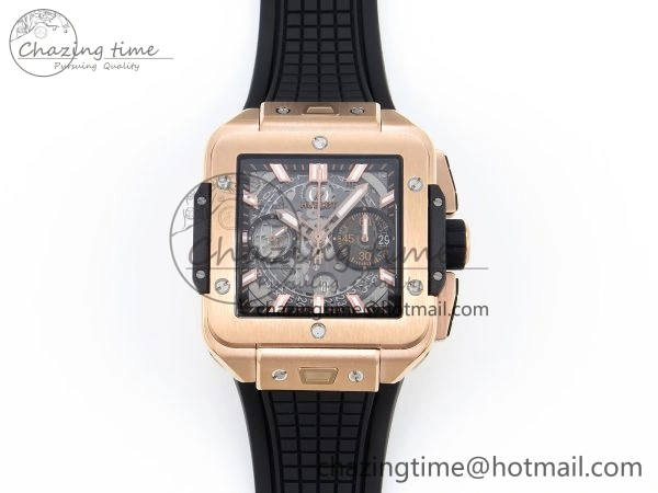 Square Bang Unico 42mm RG BBF 1:1 Best Edition Skeleton Dial on Black Rubber Strap A1280