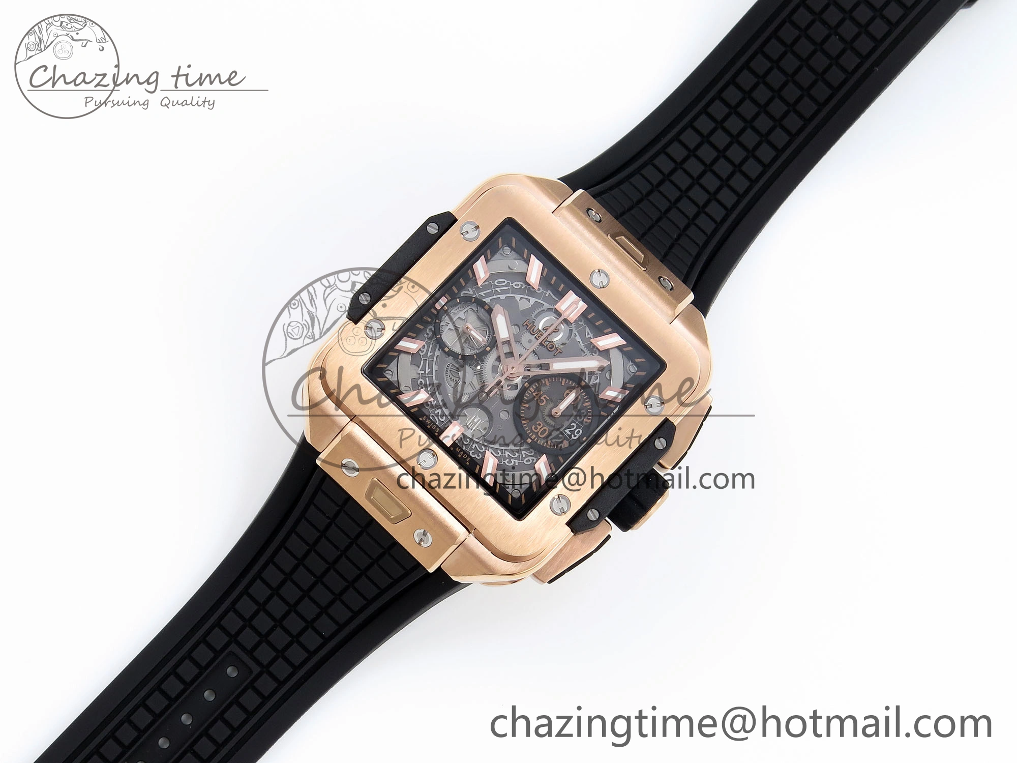 Square Bang Unico 42mm RG BBF 1:1 Best Edition Skeleton Dial on Black Rubber Strap A1280