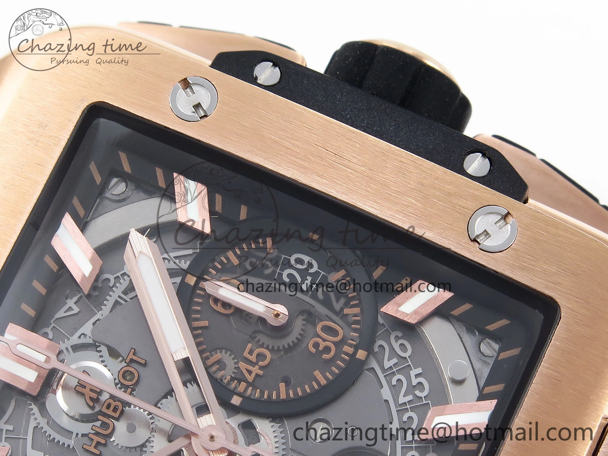 Square Bang Unico 42mm RG BBF 1:1 Best Edition Skeleton Dial on Black Rubber Strap A1280