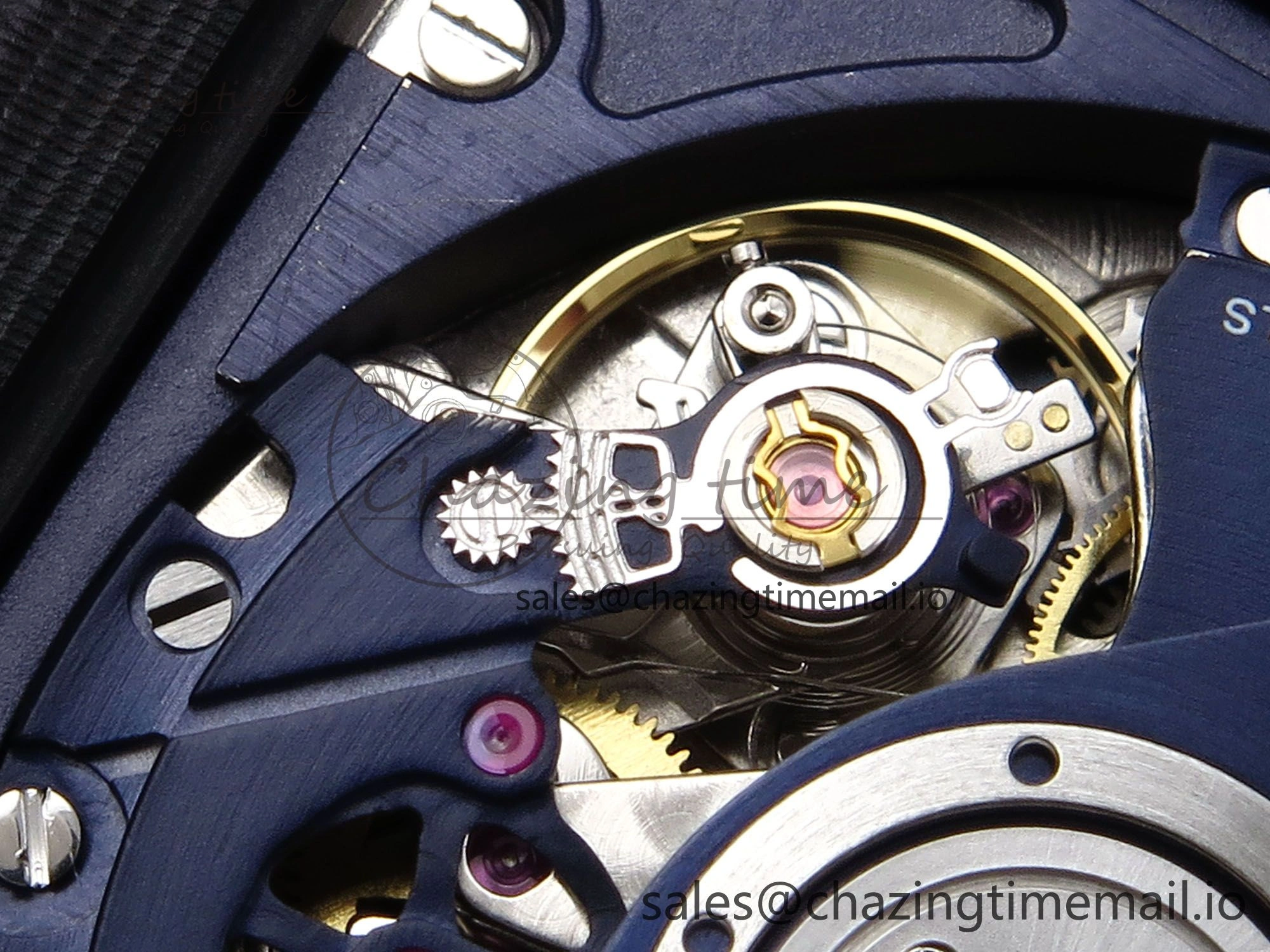 Square Bang Unico 42mm RG Ceramic BBF 1:1 Best Edition Skeleton Dial on Blue Rubber Strap A1280