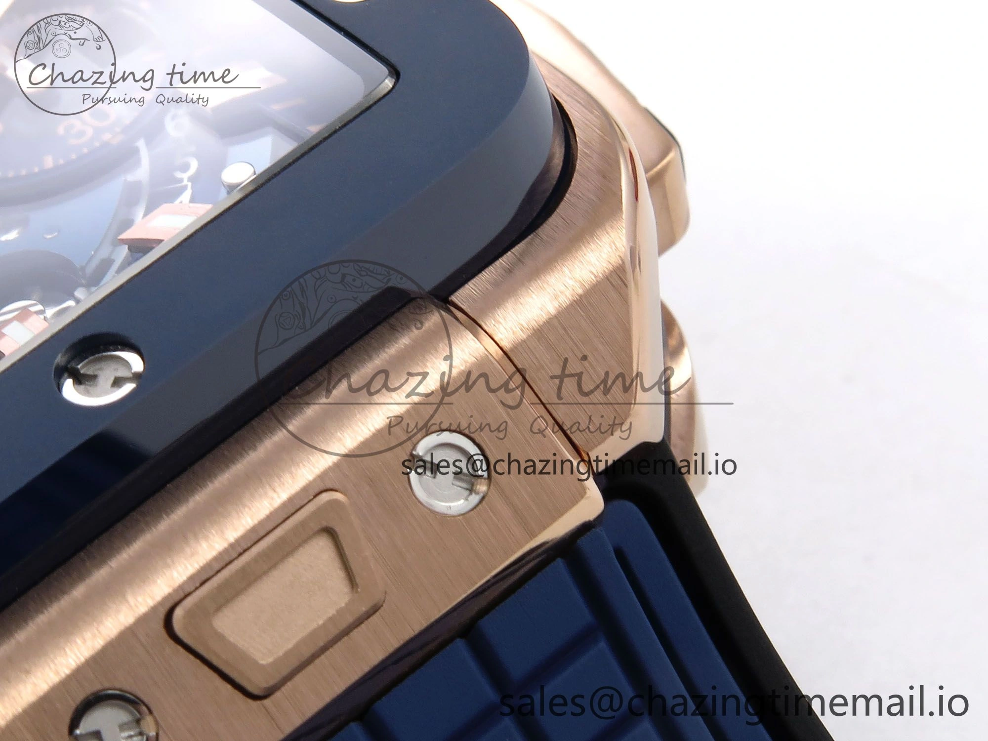Square Bang Unico 42mm RG Ceramic BBF 1:1 Best Edition Skeleton Dial on Blue Rubber Strap A1280