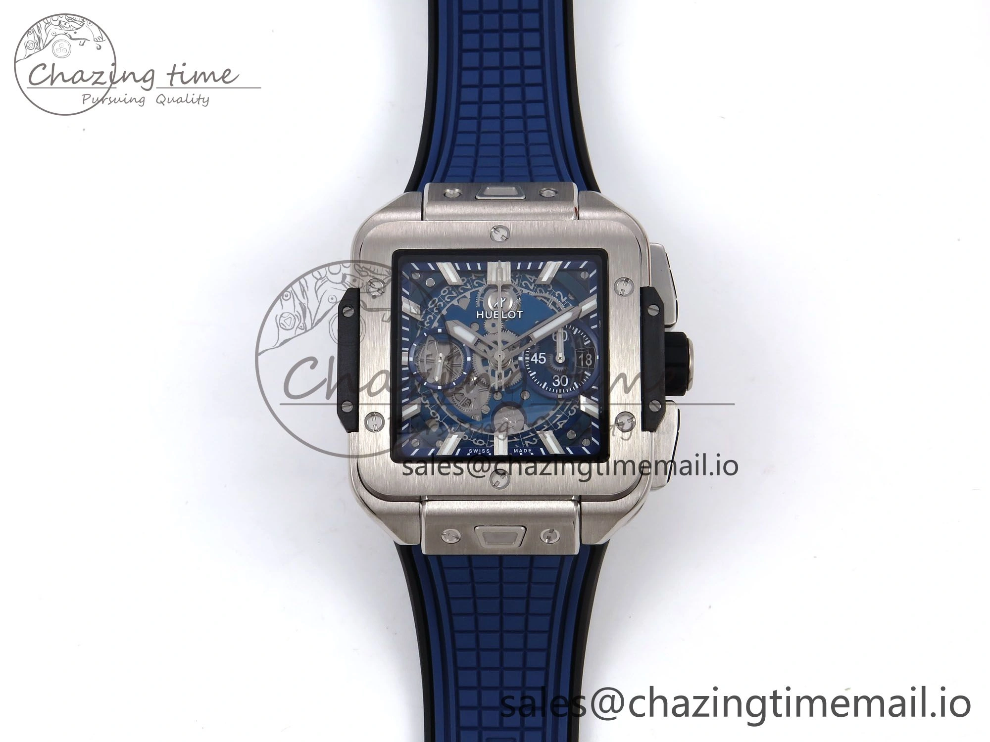 Square Bang Unico 42mm Ti BBF 1:1 Best Edition Skeleton Dial on Blue Rubber Strap A1280