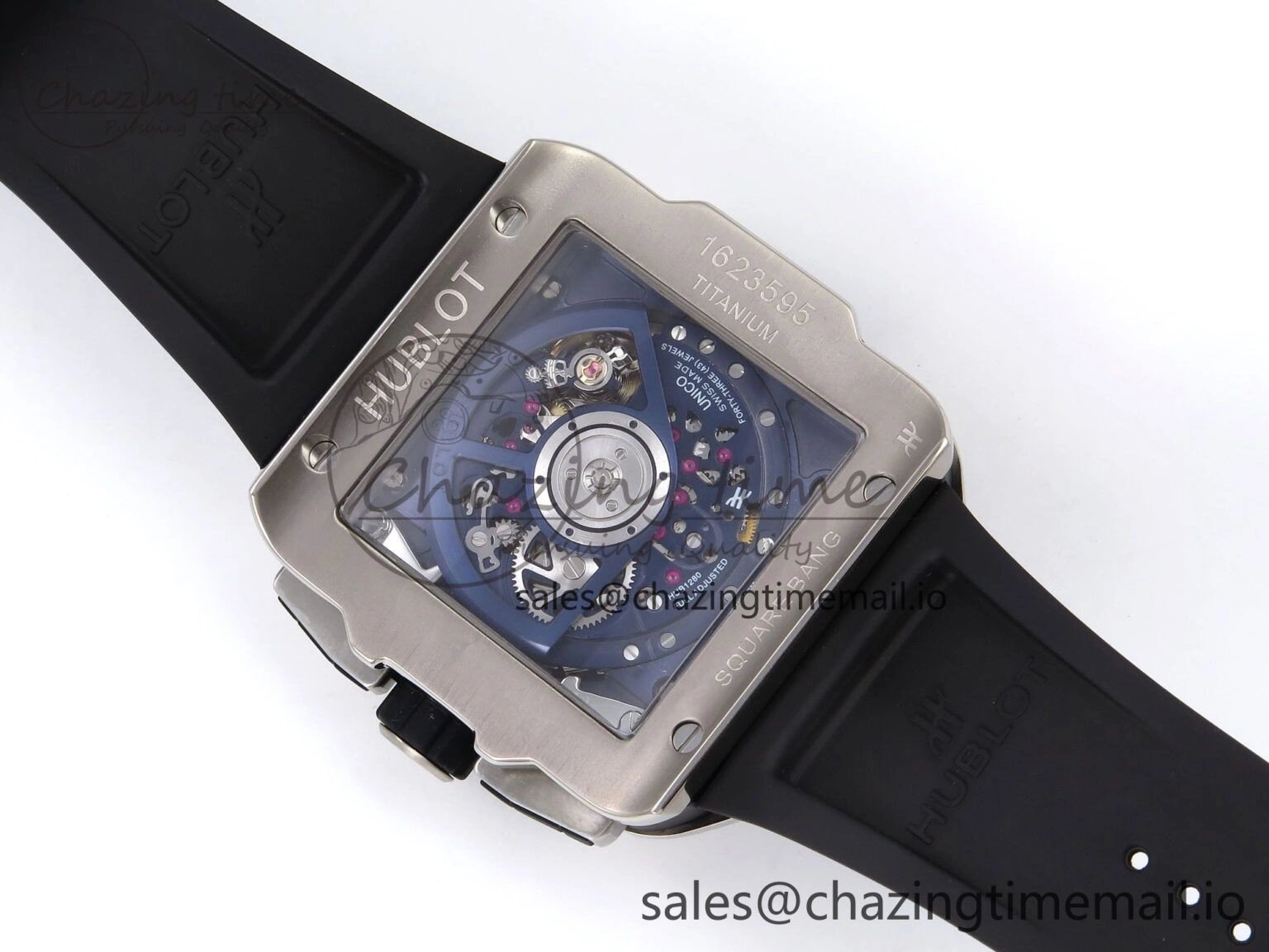 Square Bang Unico 42mm Ti BBF 1:1 Best Edition Skeleton Dial on Blue Rubber Strap A1280