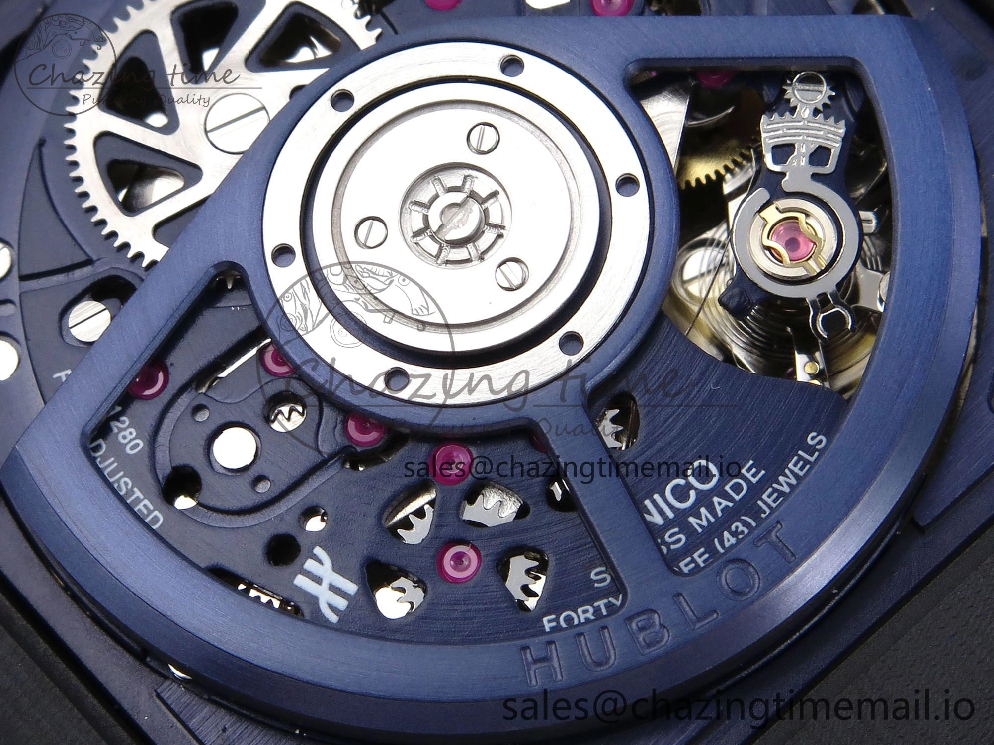 Square Bang Unico 42mm Ti Ceramic BBF 1:1 Best Edition Skeleton Dial on Blue Rubber Strap A1280