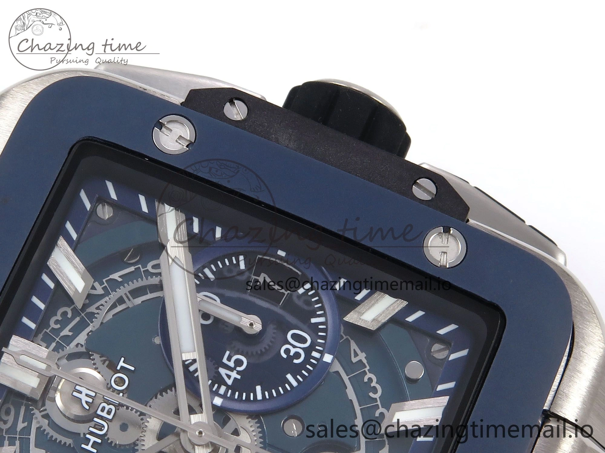 Square Bang Unico 42mm Ti Ceramic BBF 1:1 Best Edition Skeleton Dial on Blue Rubber Strap A1280