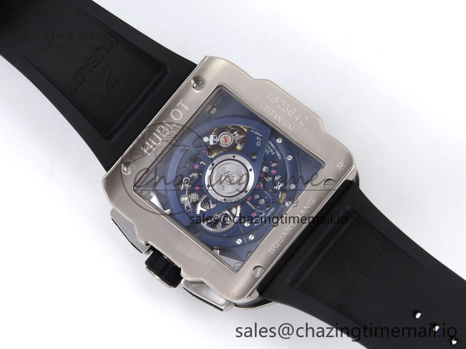 Square Bang Unico 42mm Ti Ceramic BBF 1:1 Best Edition Skeleton Dial on Blue Rubber Strap A1280
