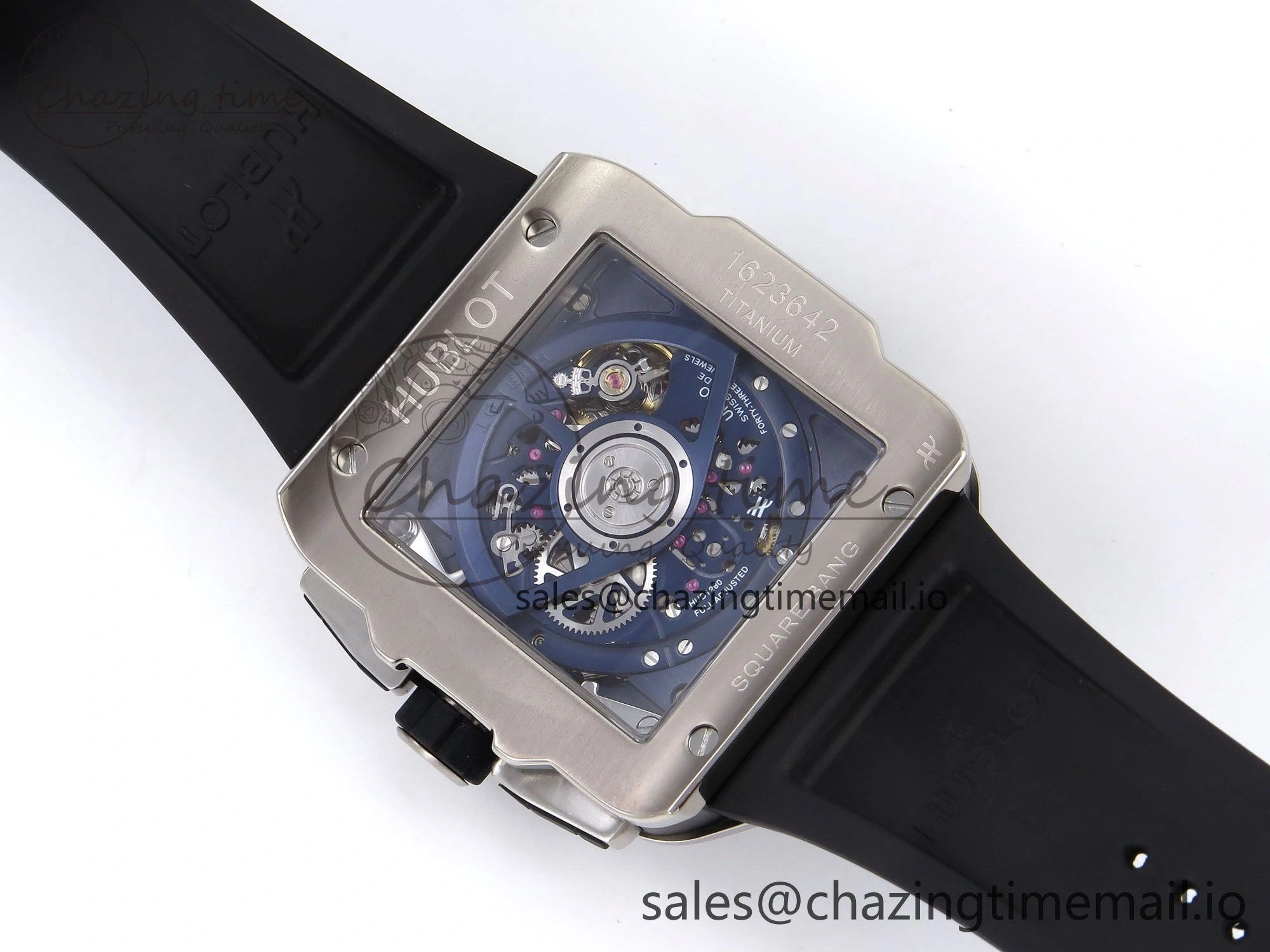 Square Bang Unico 42mm Ti Ceramic BBF 1:1 Best Edition Skeleton Dial on Blue Rubber Strap A1280