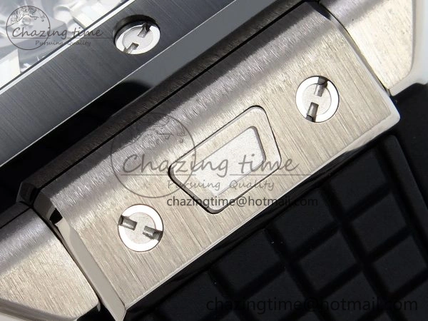 Square Bang Unico 42mm Titanium BBF 1:1 Best Edition Skeleton Dial Ceramic Bezel on Black Rubber Strap A1280