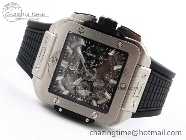 Square Bang Unico 42mm Titanium BBF 1:1 Best Edition Skeleton Dial on Black Rubber Strap A1280