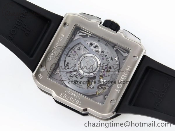 Square Bang Unico 42mm Titanium BBF 1:1 Best Edition Skeleton Dial on Black Rubber Strap A1280