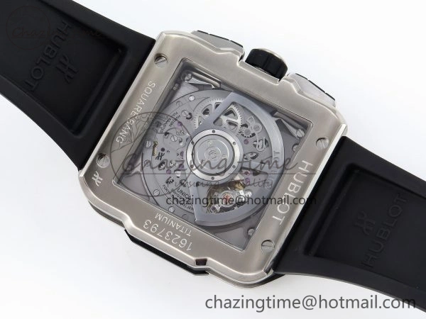 Square Bang Unico 42mm Titanium BBF 1:1 Best Edition Skeleton Dial on Black Rubber Strap A1280