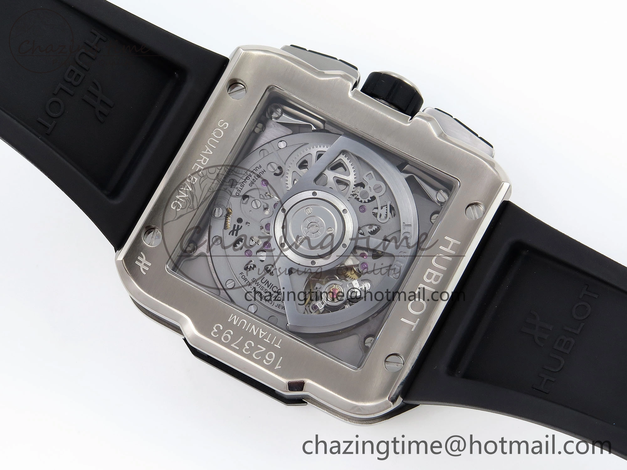 Square Bang Unico 42mm Titanium BBF 1:1 Best Edition Skeleton Dial on Black Rubber Strap A1280