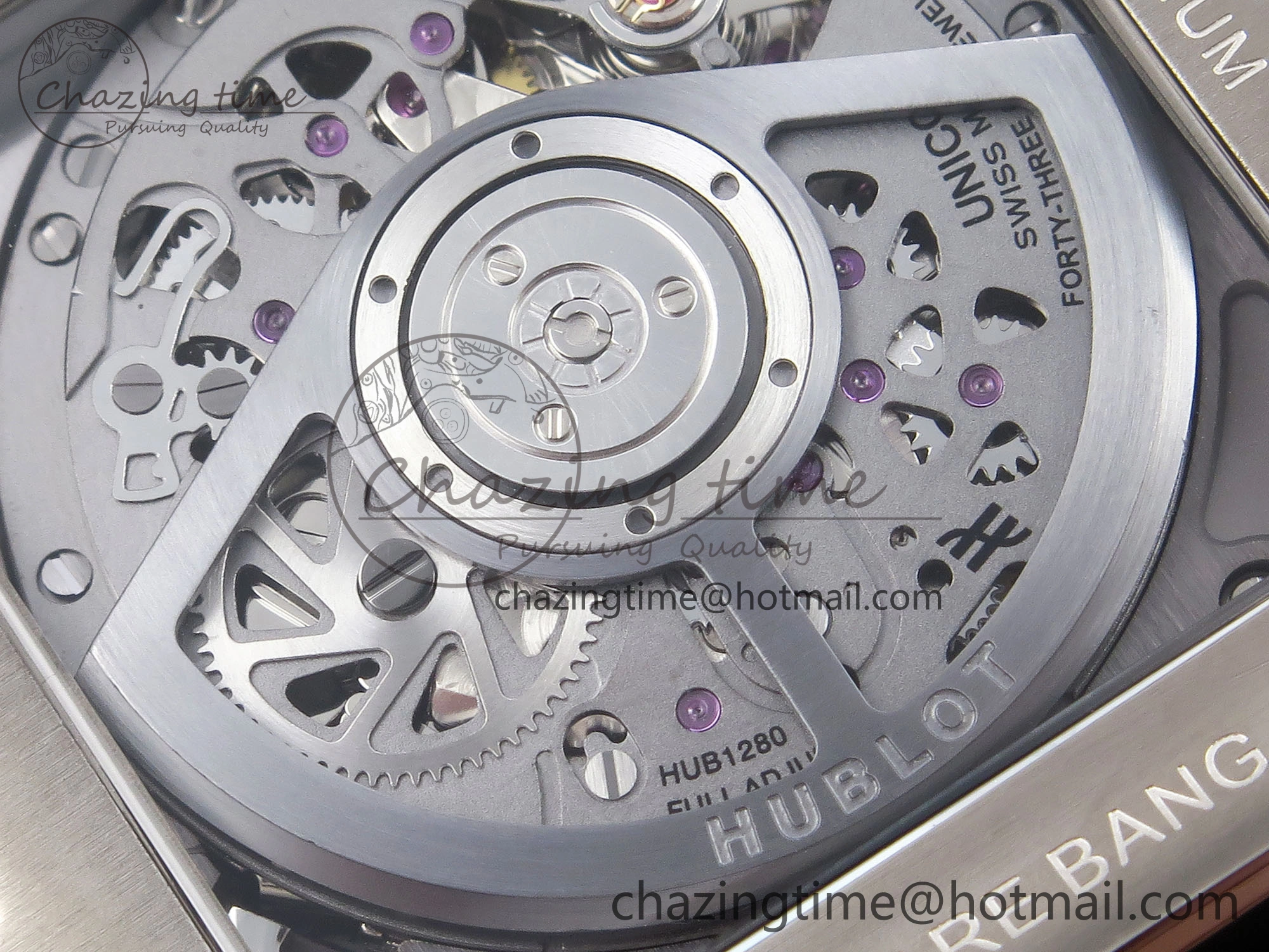 Square Bang Unico 42mm Titanium BBF 1:1 Best Edition Skeleton Dial on Black Rubber Strap A1280