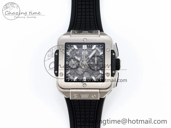 Square Bang Unico 42mm Titanium BBF 1:1 Best Edition Skeleton Dial on Black Rubber Strap A1280